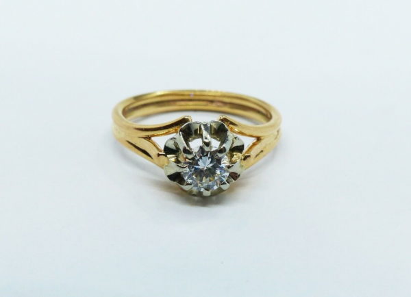 BAGUE-OR-Jaune-Solitaire-DIAMANT-taille-Brillant-39-gr-Taille-moderne-283668699082-5