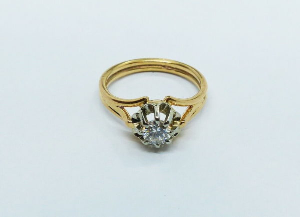BAGUE-OR-Jaune-Solitaire-DIAMANT-taille-Brillant-39-gr-Taille-moderne-283668699082-6