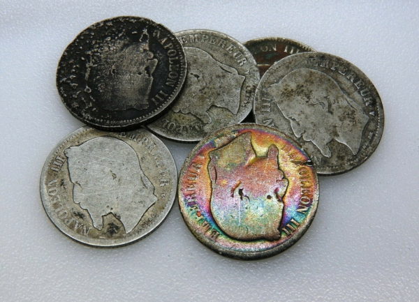 6-Pieces-de-1-Franc-NAPOLEON-III-1866-1869-ARGENT-835-278g-Graveur-Barre-274491388713