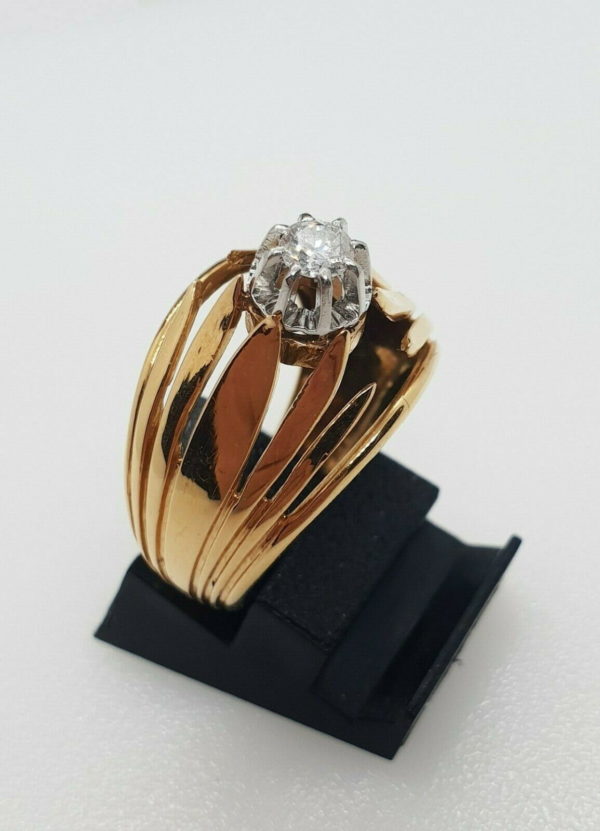 BAGUE-OR-Jaune-750-Diamant-solitaire-02-carat-73-g-Bijou-des-annees-1970-274468180783-10