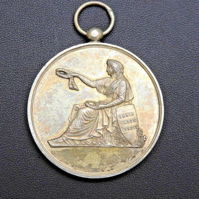 Méd ARGENT. 31,5gr. Sté Académique de l'AUBE. TROYES 1877. Omnia Labor Vincit – Image 3