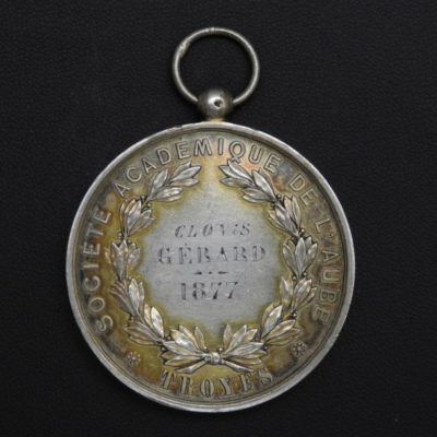 Méd ARGENT. 31,5gr. Sté Académique de l'AUBE. TROYES 1877. Omnia Labor Vincit – Image 4