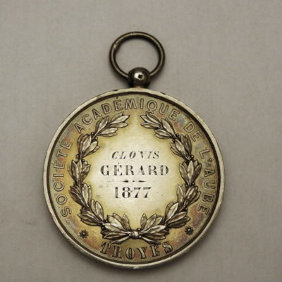 Méd ARGENT. 31,5gr. Sté Académique de l'AUBE. TROYES 1877. Omnia Labor Vincit – Image 5