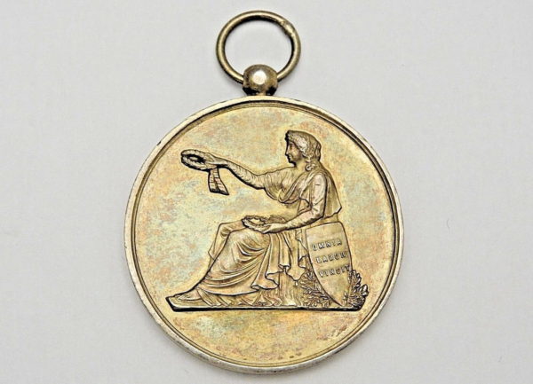 Méd ARGENT. 31,5gr. Sté Académique de l'AUBE. TROYES 1877. Omnia Labor Vincit