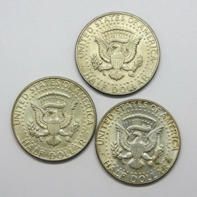 USA 3x 1/2 $ US. ARGENT 400°/°°. 1966,67 & 69d. 3x11,3g. Kennedy Half Dollar TTB – Image 4