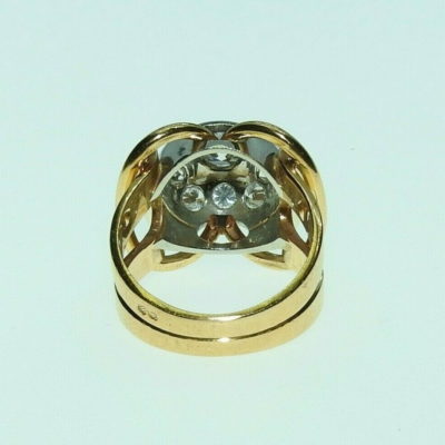 BAGUE Tank OR Jaune 750°/°° & Platine. Diamants, Poids total 1 carat - 12,7gr – Image 4