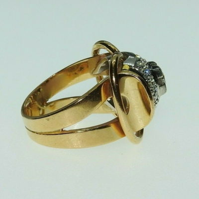 BAGUE Tank OR Jaune 750°/°° & Platine. Diamants, Poids total 1 carat - 12,7gr – Image 5