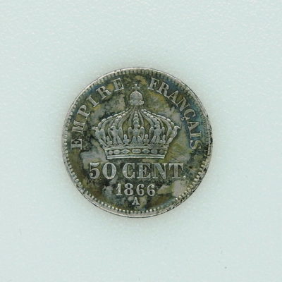 50 Centimes 1866 A. NAPOLEON III. ARGENT 835°/°°. 25,2 Grammes. Graveur: Barre – Image 6