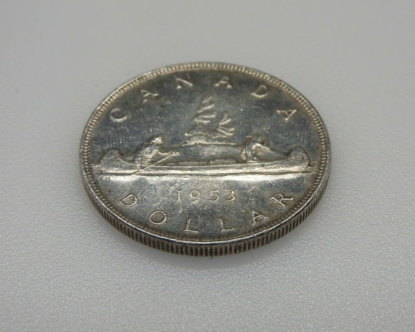 Monnaie-ARGENT-CANADA-1-Dollar-1953-2320-gr-Silver-Coin-ELISABETH-II-TB-274479699095-4