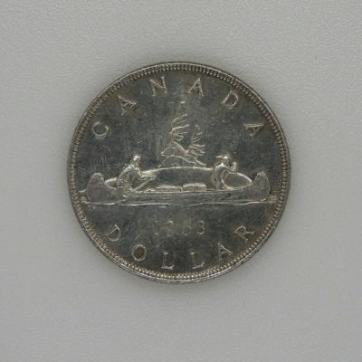 Monnaie ARGENT CANADA. 1 Dollar 1953. 23,20 gr. Silver Coin. ELISABETH II. TB – Image 6