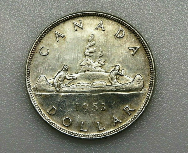 Monnaie-ARGENT-CANADA-1-Dollar-1953-2320-gr-Silver-Coin-ELISABETH-II-TB-274479699095