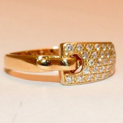 BAGUE GUY LAROCHE. OR Jaune 750°/°°. 40 Diamants. Poinçon au Hibou. 5,2gr. 18car – Image 11