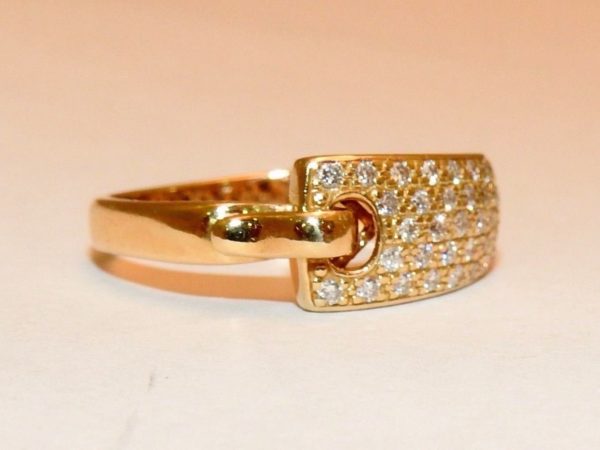 BAGUE GUY LAROCHE. OR Jaune 750°/°°. 40 Diamants. Poinçon au Hibou. 5,2gr. 18car – Image 11