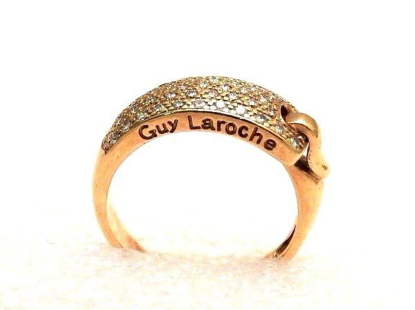BAGUE GUY LAROCHE. OR Jaune 750°/°°. 40 Diamants. Poinçon au Hibou. 5,2gr. 18car