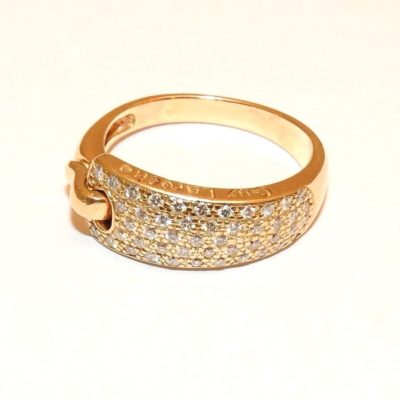 BAGUE GUY LAROCHE. OR Jaune 750°/°°. 40 Diamants. Poinçon au Hibou. 5,2gr. 18car – Image 9