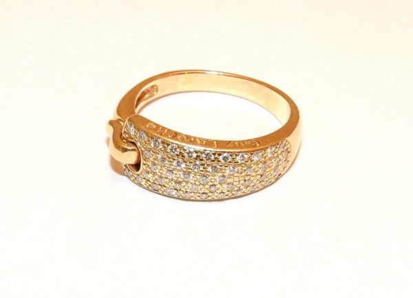 BAGUE GUY LAROCHE. OR Jaune 750°/°°. 40 Diamants. Poinçon au Hibou. 5,2gr. 18car – Image 9