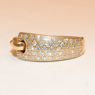 BAGUE GUY LAROCHE. OR Jaune 750°/°°. 40 Diamants. Poinçon au Hibou. 5,2gr. 18car – Image 10