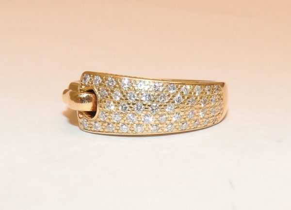 BAGUE GUY LAROCHE. OR Jaune 750°/°°. 40 Diamants. Poinçon au Hibou. 5,2gr. 18car – Image 10