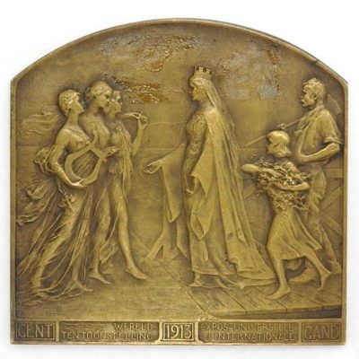BELGIQUE. BRONZE 112gr. Exposition Universelle Internationale de GAND. 1913 GENT – Image 3
