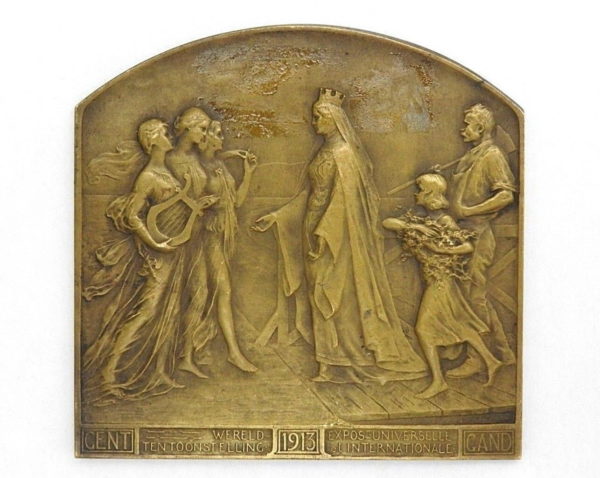 BELGIQUE. BRONZE 112gr. Exposition Universelle Internationale de GAND. 1913 GENT – Image 3