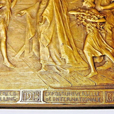 BELGIQUE. BRONZE 112gr. Exposition Universelle Internationale de GAND. 1913 GENT – Image 4