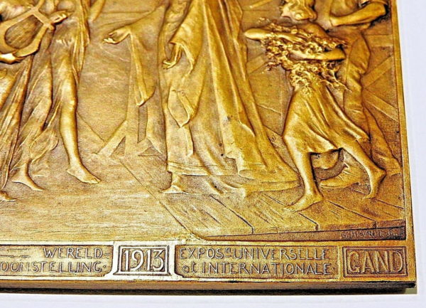 BELGIQUE. BRONZE 112gr. Exposition Universelle Internationale de GAND. 1913 GENT – Image 4