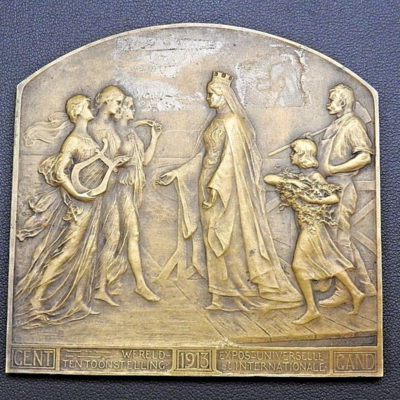 BELGIQUE. BRONZE 112gr. Exposition Universelle Internationale de GAND. 1913 GENT – Image 6