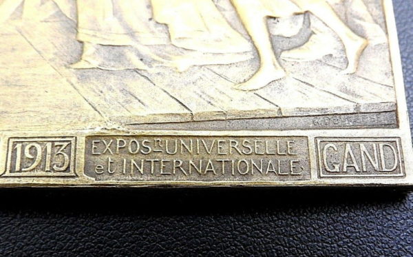 BELGIQUE. BRONZE 112gr. Exposition Universelle Internationale de GAND. 1913 GENT – Image 7