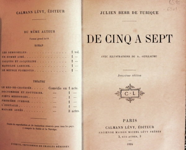 DE-CINQ-A-SEPT-Julien-Berr-De-Turique-CALMANN-LEVY-Editeur-1894-253-Pages-274595010476-4