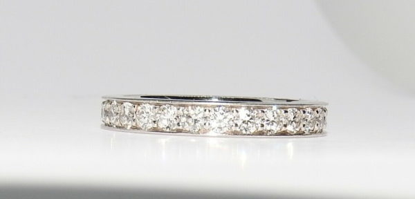 BAGUE OR BLANC -  27 DIAMANTS Taille Moderne. ALLIANCE tour complet. 5,8 gr – Image 7