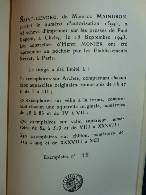 Maurice-MAINDRON-SAINT-CENDRE-Illustr-Henri-MONIER-Edition-du-Blier-1943-283569356208-7