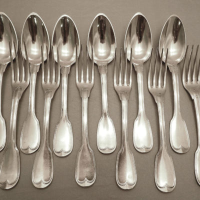 6 Couverts Filet. 940 gr. ARGENT 950°/°° Poinçons VIEILLARD & Minerve. 200 ANS – Image 3