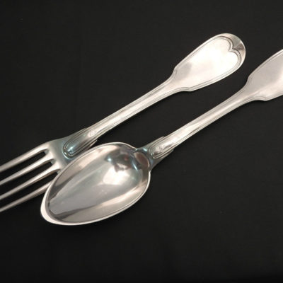 6 Couverts Filet. 940 gr. ARGENT 950°/°° Poinçons VIEILLARD & Minerve. 200 ANS – Image 4