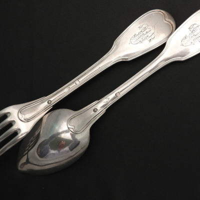 6 Couverts Filet. 940 gr. ARGENT 950°/°° Poinçons VIEILLARD & Minerve. 200 ANS – Image 5
