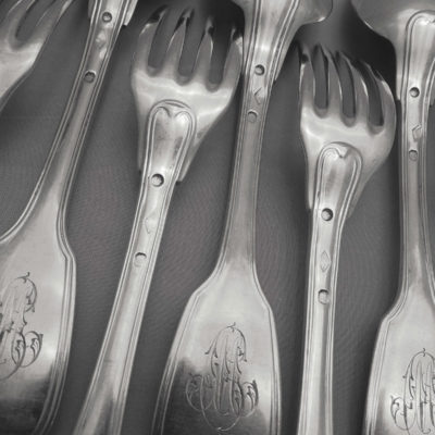 6 Couverts Filet. 940 gr. ARGENT 950°/°° Poinçons VIEILLARD & Minerve. 200 ANS – Image 10